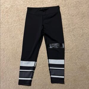 Lilybod Black and White Striped Athletic Leggings